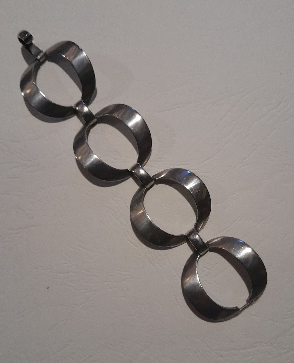 Bracelet Moderniste En Argent Années 60/70