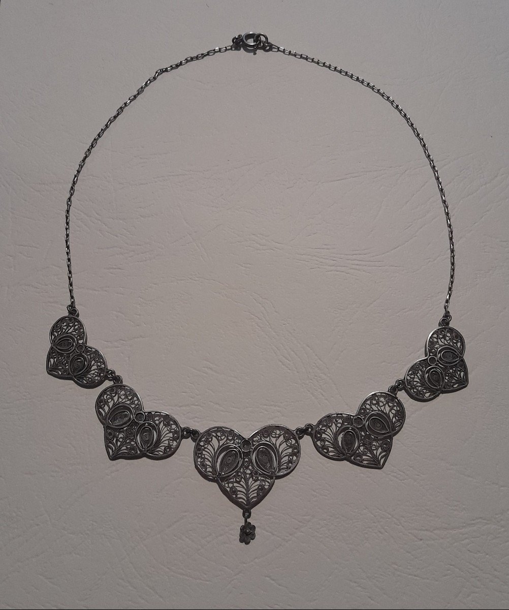 Collier Draperie Filigrane En Argent