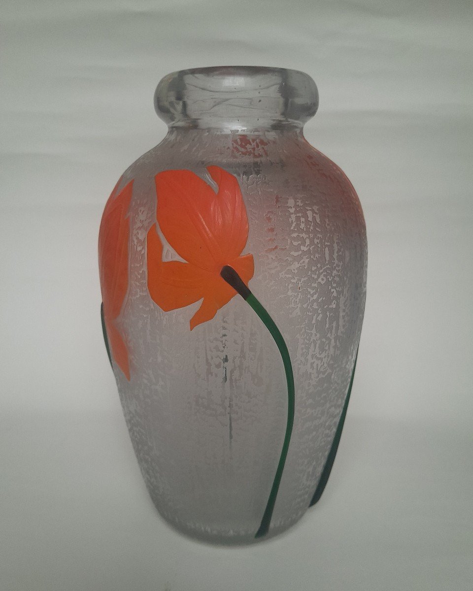 Vase Daum Art Déco Au Décor De Tulipes-photo-3