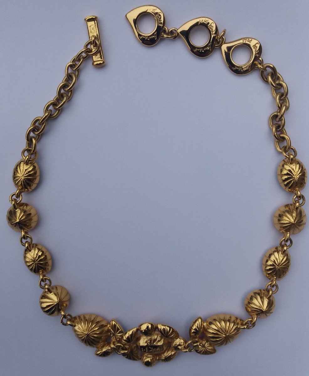 Ysl Yves Saint Laurent / Robert Goossens Necklace - Gold With Cabochons-photo-3