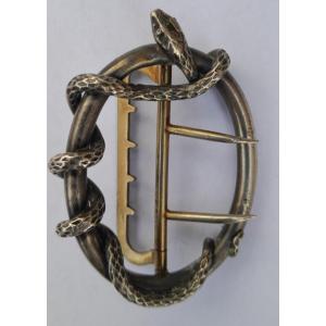 Art Nouveau Snake Belt Buckle In Silver 