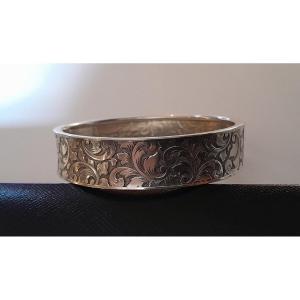 Bracelet art nouveau en argent à décor feuillagé