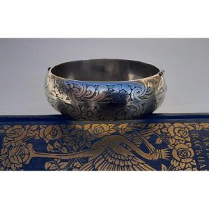 Art Nouveau Silver Bracelet With Floral Decoration