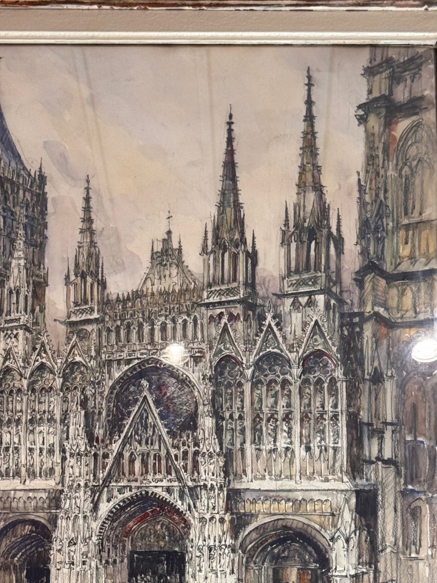 Frank Will (1900-1951) " La cathédrale de Rouen"-photo-2