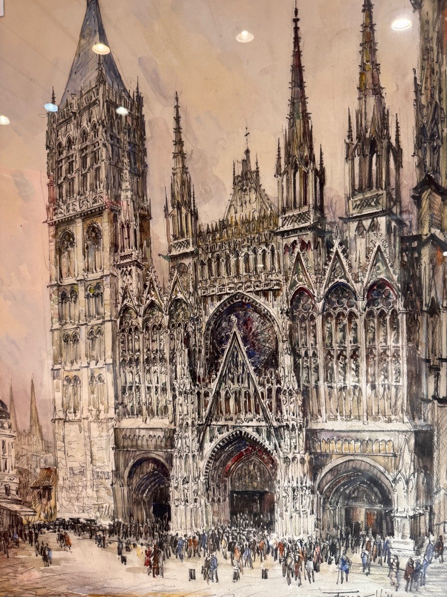 Frank Will (1900-1951) " La cathédrale de Rouen"-photo-3