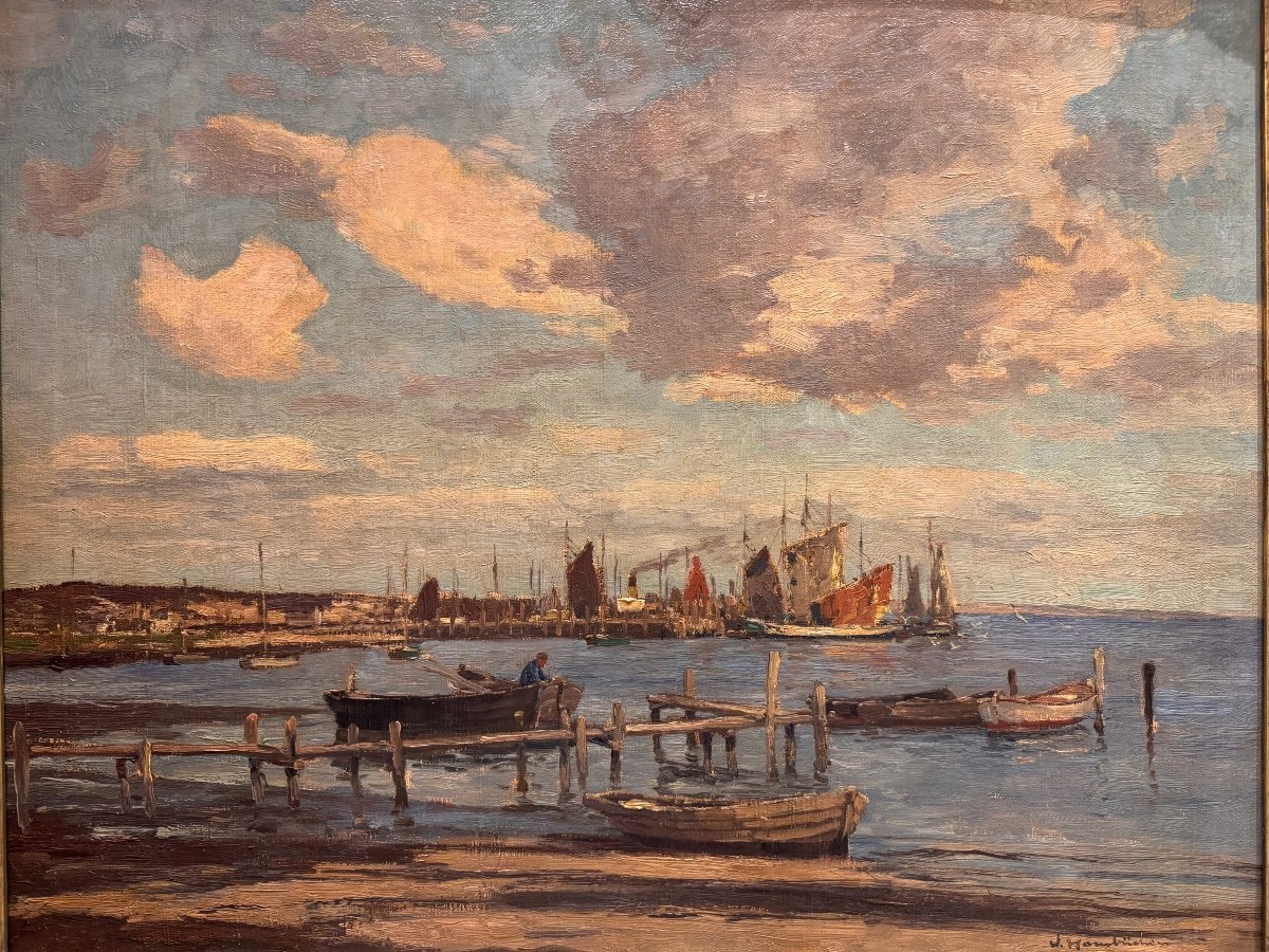 Wilhelm Hambuchen 1869-1939 Harbor Landscape -photo-1