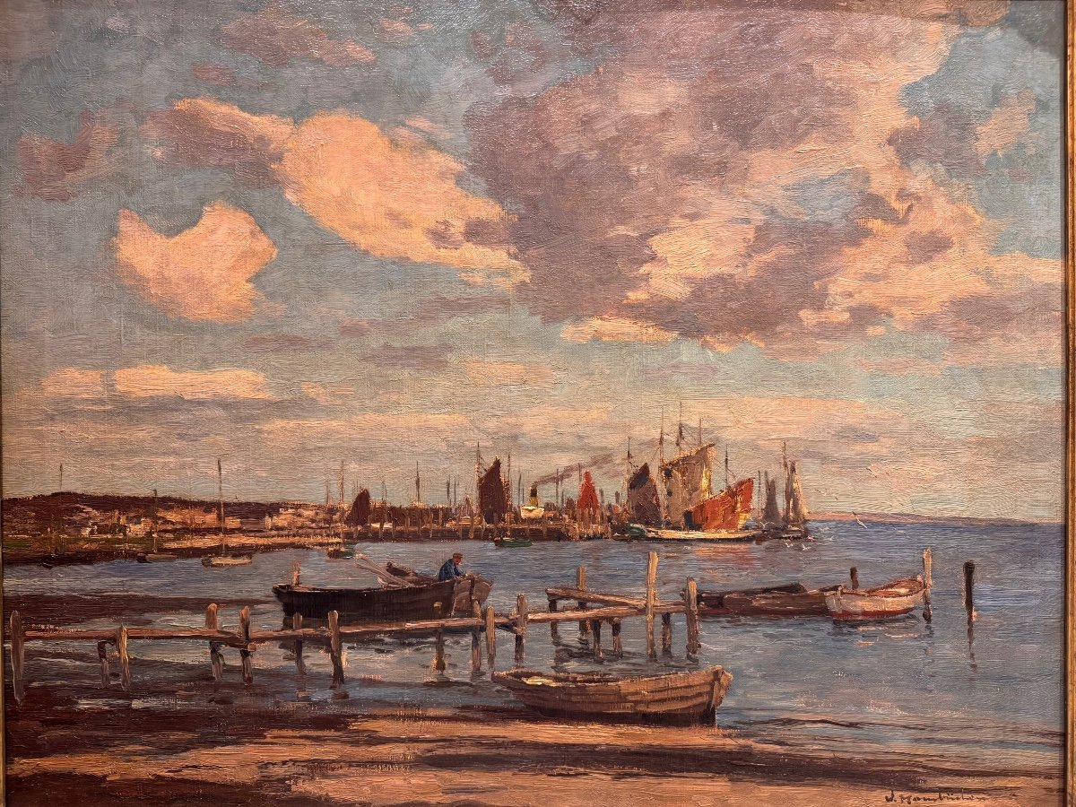 Wilhelm Hambuchen 1869-1939 Harbor Landscape -photo-6