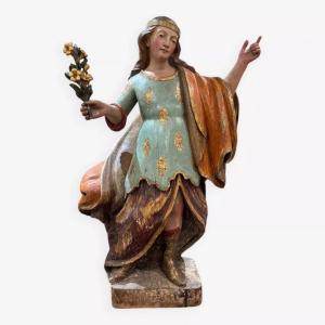 Saint Martyr Sculpture Polychrome Carved Wood