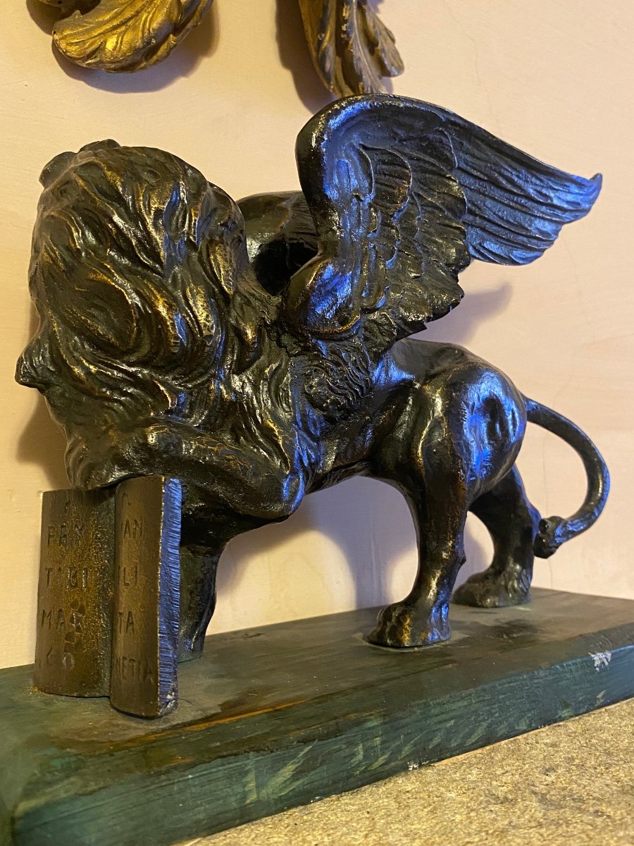 Winged Lion Symbol Of Venice In Bronze-photo-4