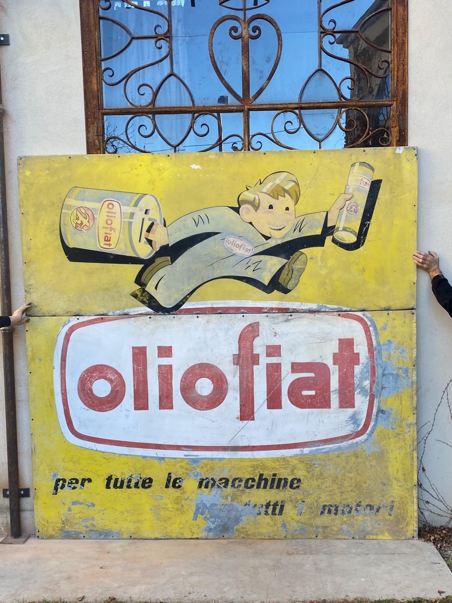 Ancienne Plaque De 1940 Fiat Oil