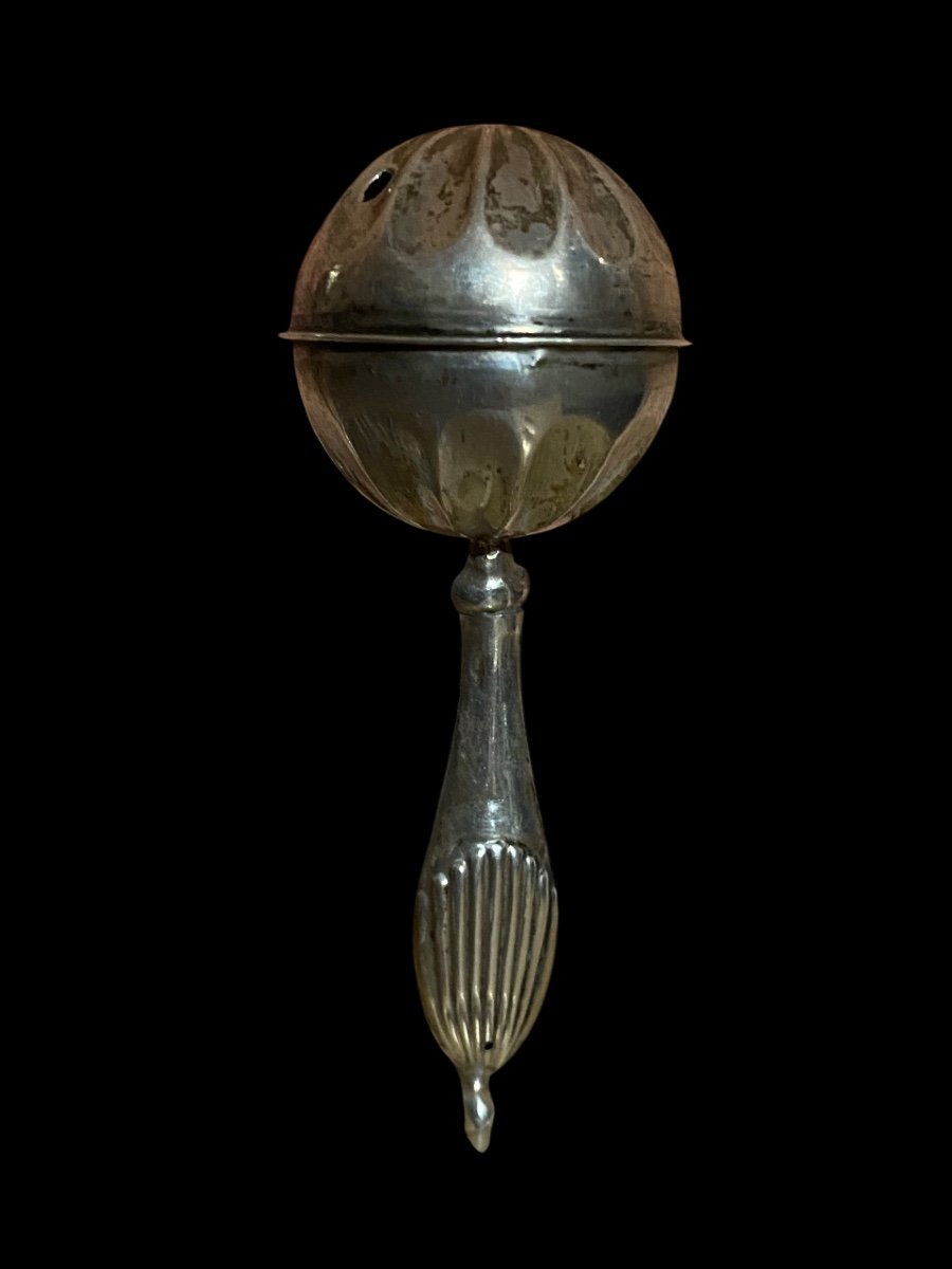 19th Century Silver Children's Rattles From The Empire Period.-photo-4