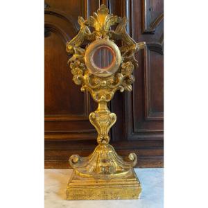 Ancient Reliquary In Italian Gilded Wood