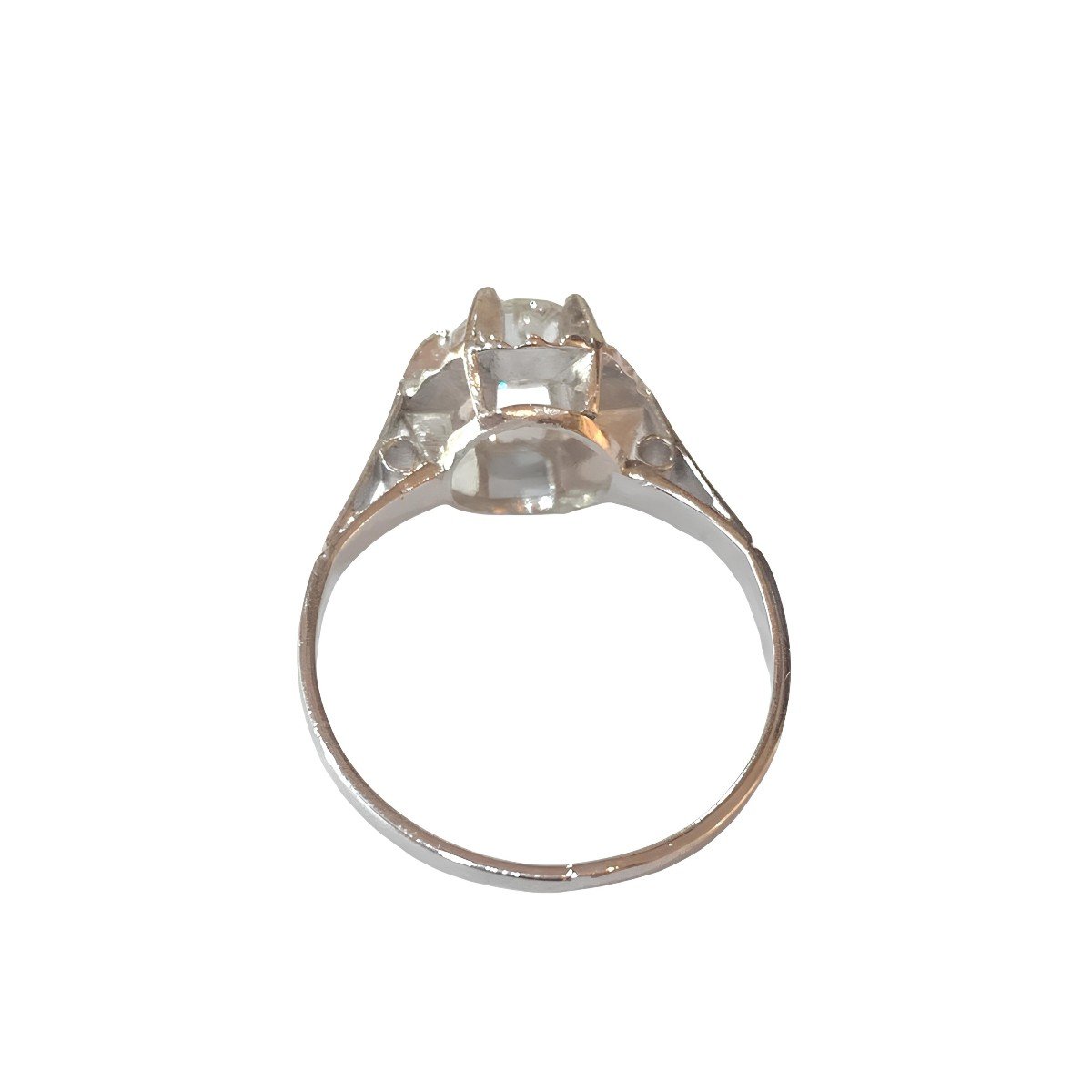 0.60 Carats Old Cut Diamond Platinum Solitaire Ring-photo-3