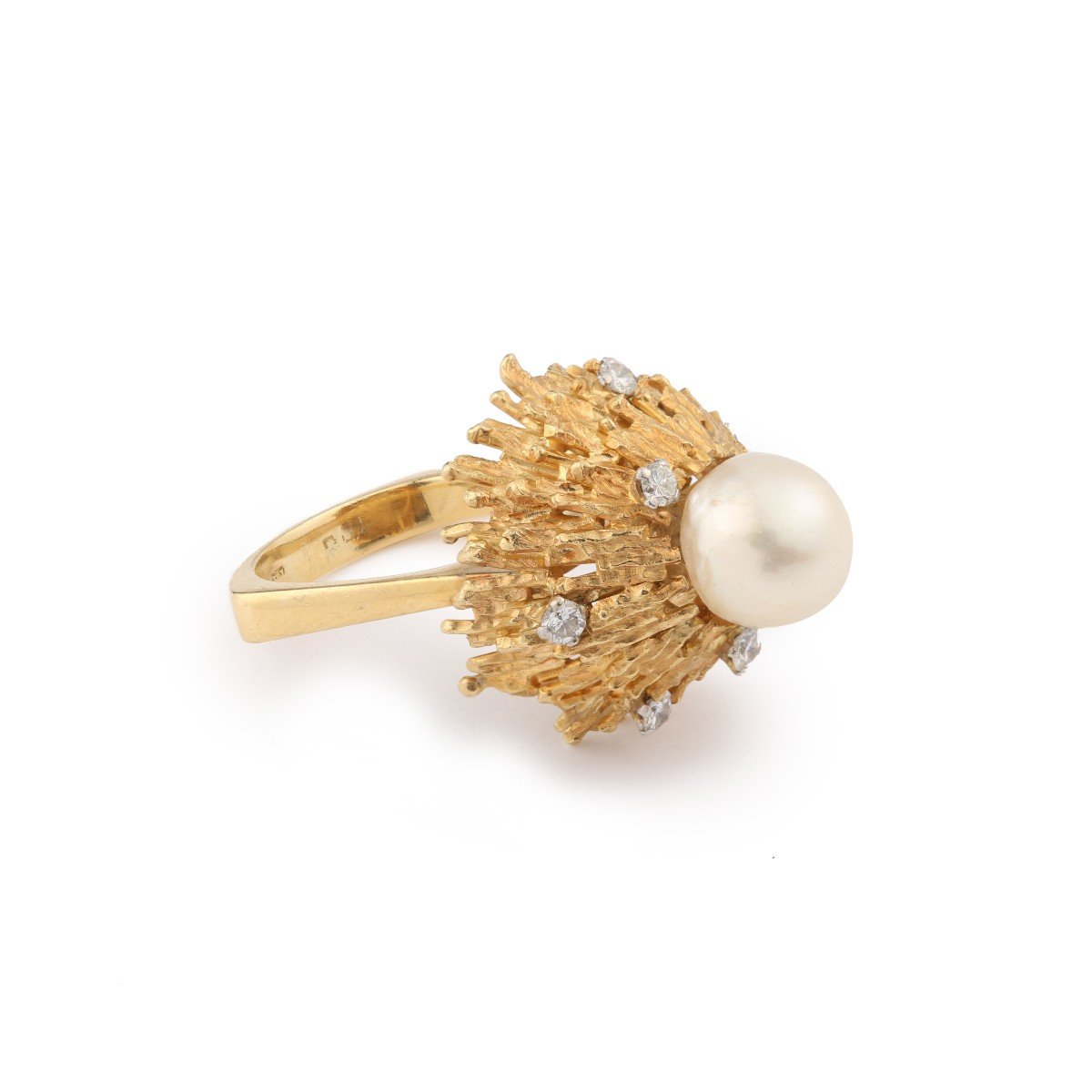 Andrew Grima Pearl Diamonds 18 Carat Yellow Gold Ring-photo-2