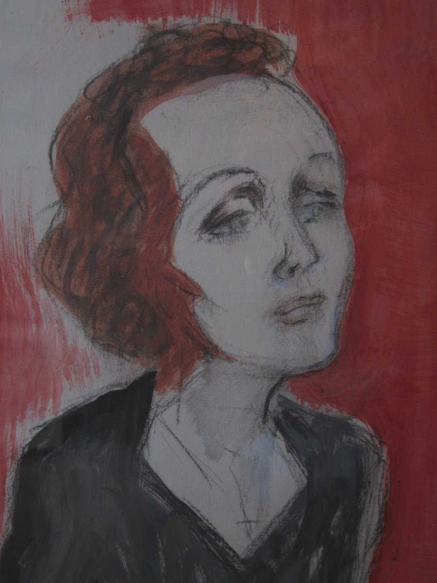 Edith Piaf En Scene, Gouache Et Crayon, Charles Kiffer, Monogramme K Et Cachet De L’atelier-photo-2