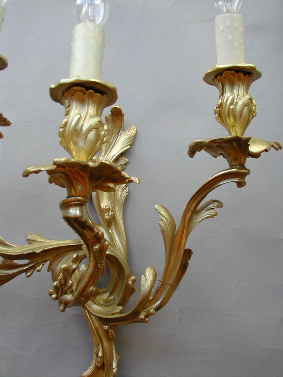 Large And Exceptional Pair Of Louis XV Style Sconces-photo-3