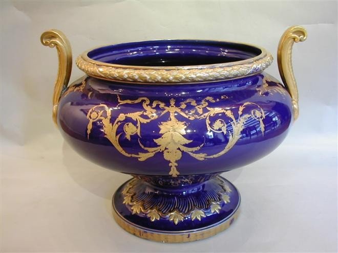 Blue And Gold Porcelain Planter-photo-2