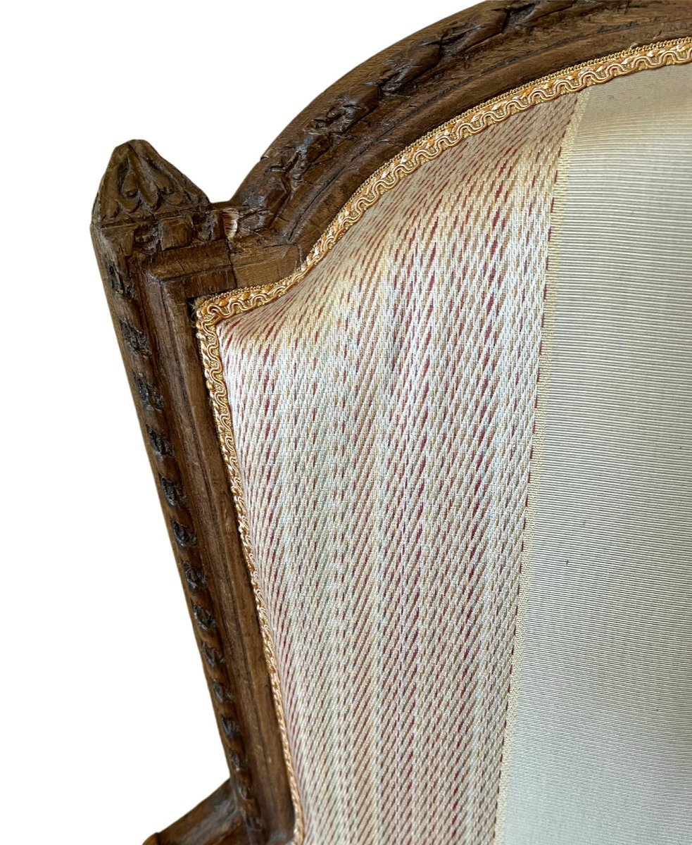 Louis XVI Natural Wood Bergere Armchair-photo-3