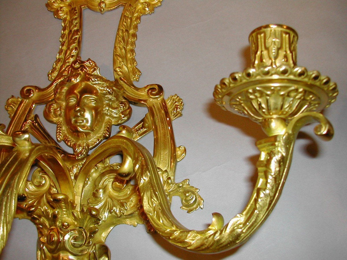 Pair Of Louis XIV Style Giltbronze Sconces -photo-2