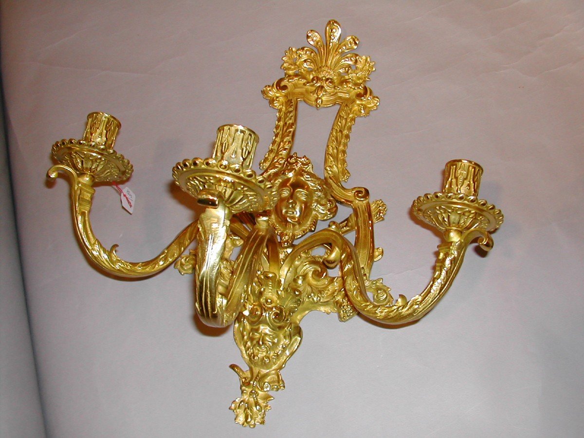 Pair Of Louis XIV Style Giltbronze Sconces -photo-3