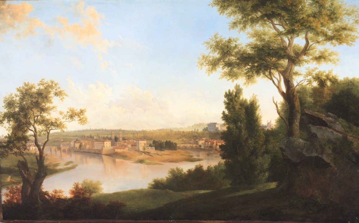 "view Of A City, Animated Landscape" Attributed To Jean Victor Bertin.-photo-4