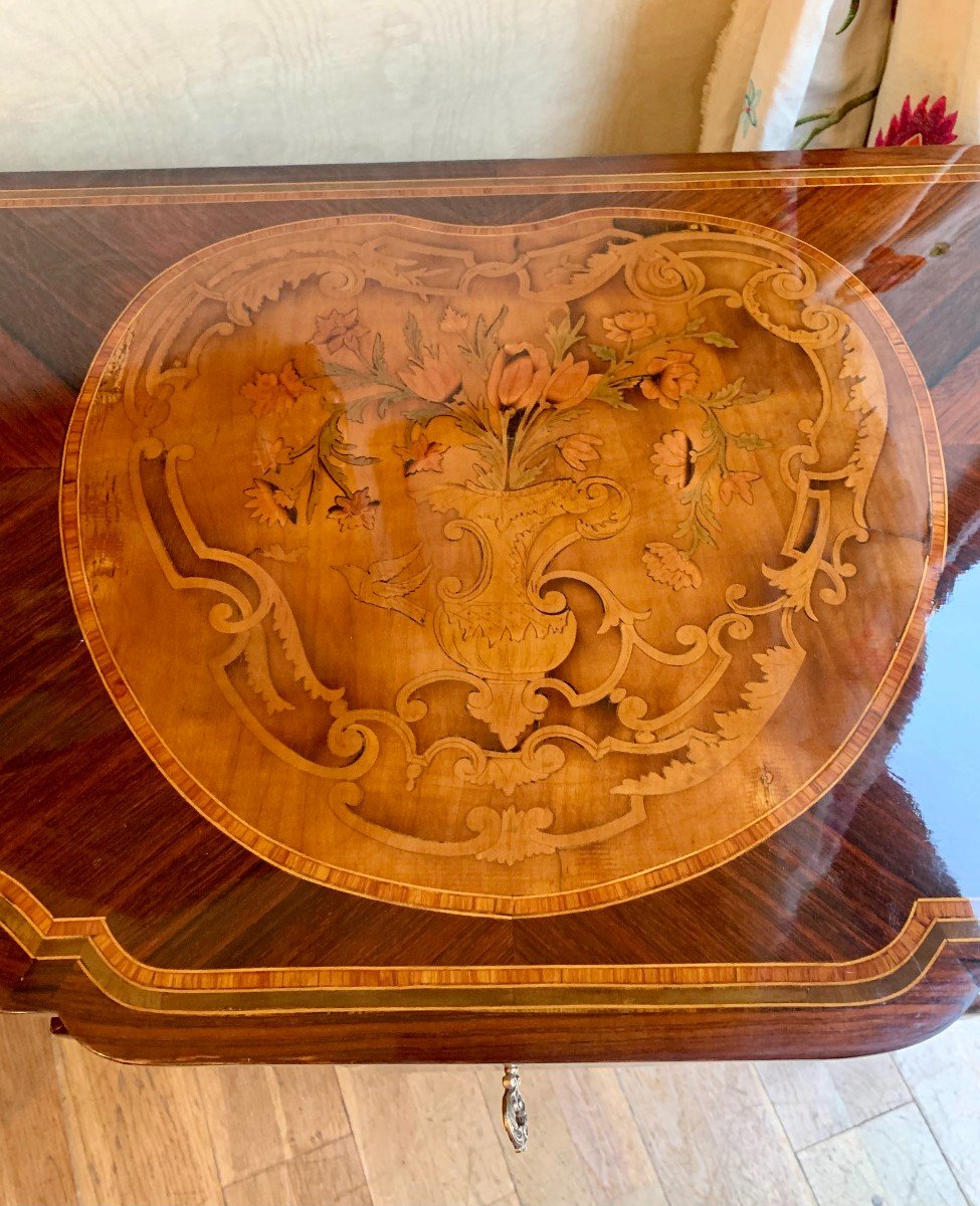 Transition Style Chest Of Drawers In Marquetry Late 19th Century Period-photo-3