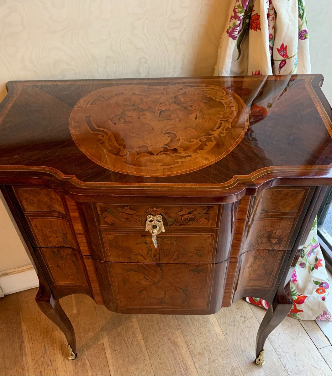 Transition Style Chest Of Drawers In Marquetry Late 19th Century Period-photo-4