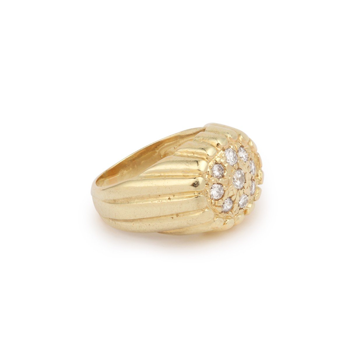 Diamonds 14 Carat Yellow Gold Signet Ring-photo-4