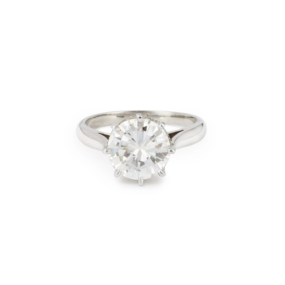 Bague Solitaire Diamant 2.40 Carats Platine Or Gris 18 Carats (certificat)