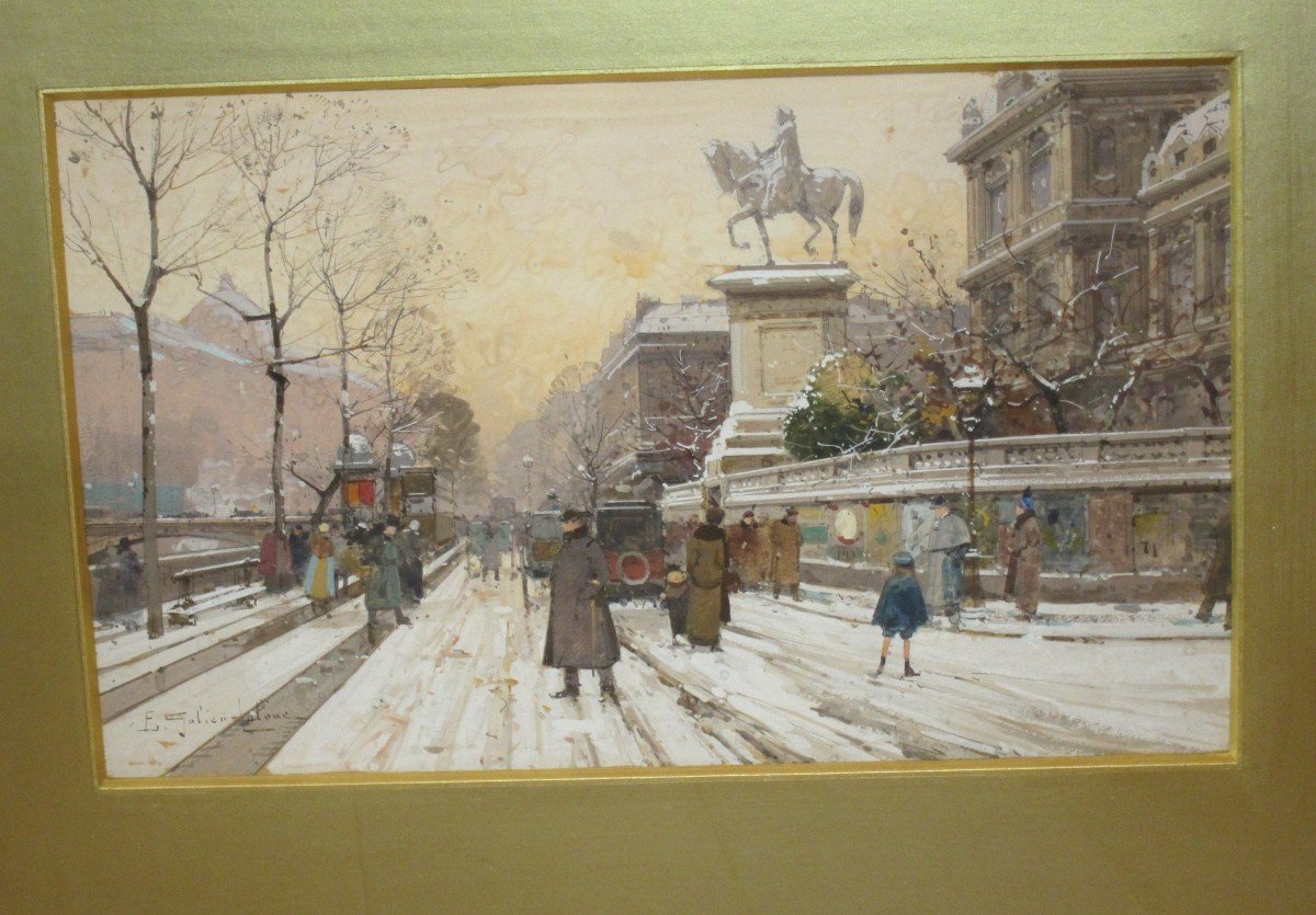 Vue De Paris - Quai De l'Hotel De Ville, Signé Galien Laloue-photo-3