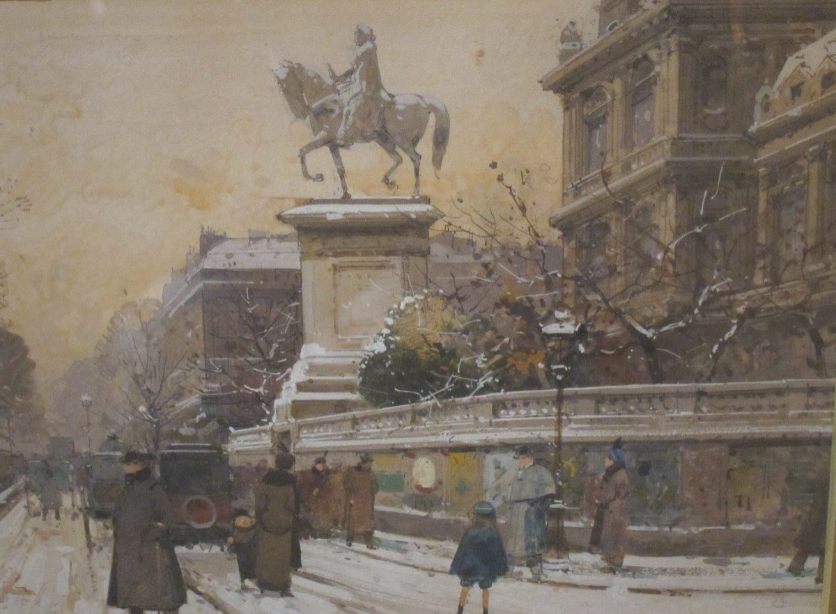 Vue De Paris - Quai De l'Hotel De Ville, Signé Galien Laloue-photo-4