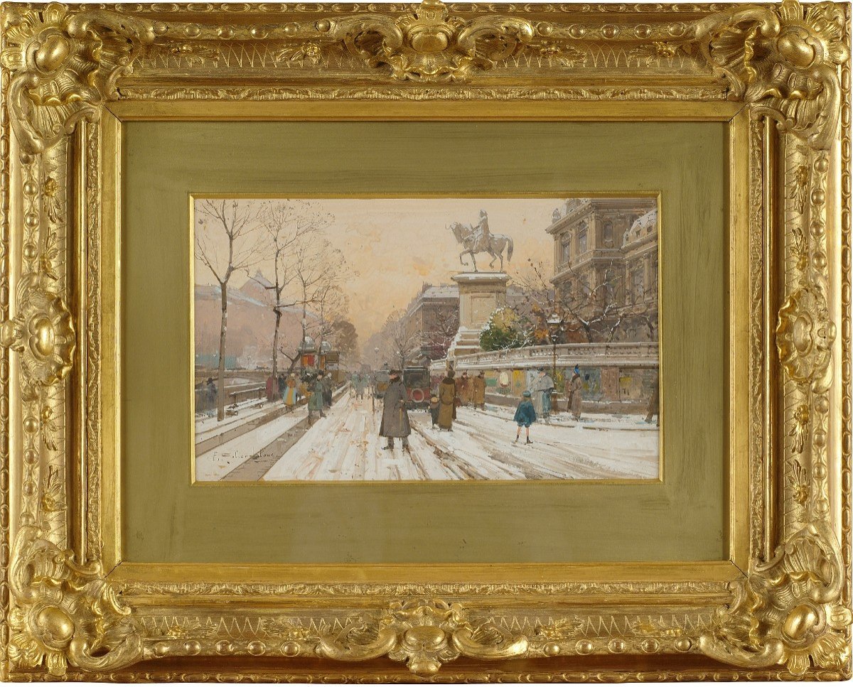 View Of Paris - Quai De l'Hotel De Ville, Signed Galien Laloue