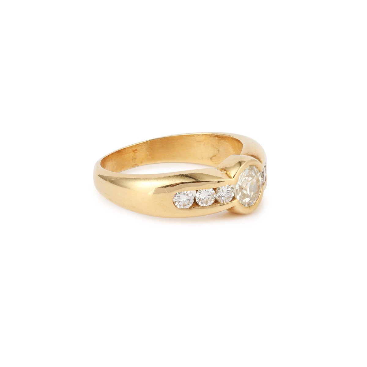 1.10 Carats Diamonds 18 Carats Yellow Gold Band Ring-photo-4