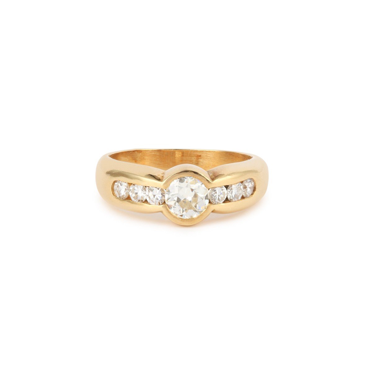 1.10 Carats Diamonds 18 Carats Yellow Gold Band Ring