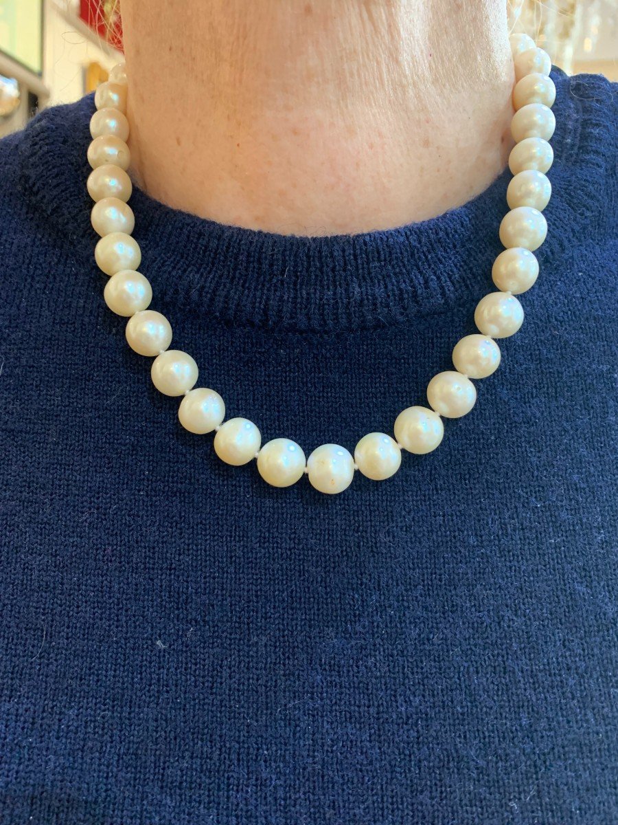 11mm Pearls 18 Carats Yellow Gold Necklace-photo-4