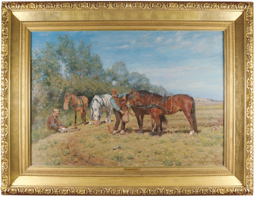 The Ploughed Horses Break, Signed Michael Therkildsen 