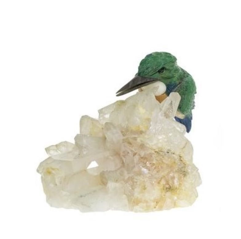 Gübelin Kingfisher Azurmalachite Agate Onyx Rock Cristal Sculpture-photo-2