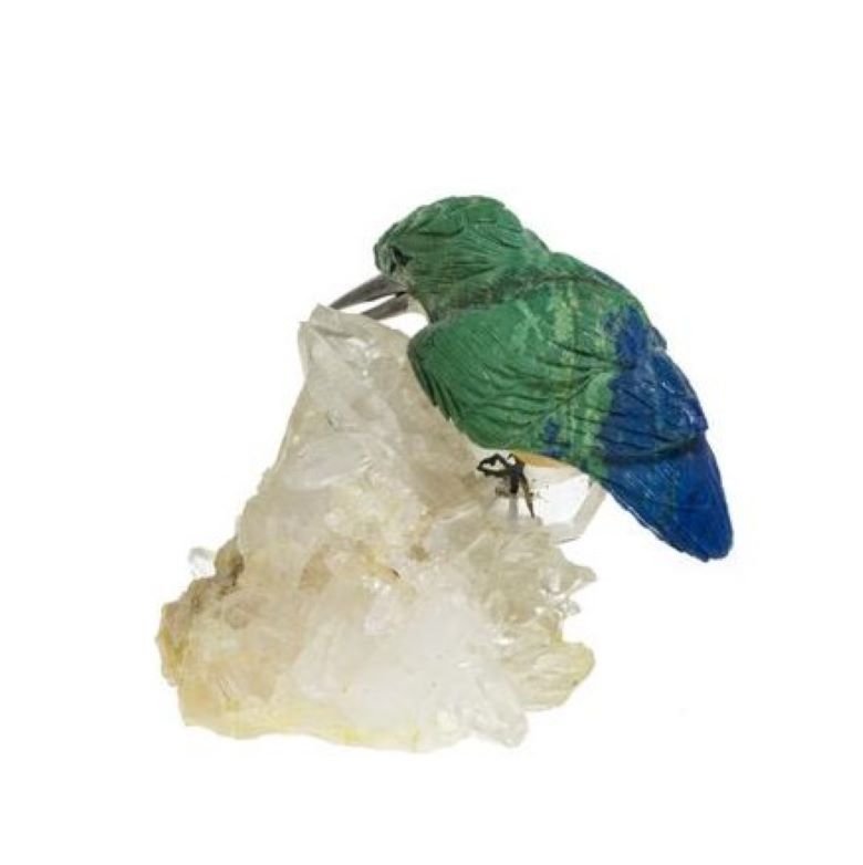 Gübelin Kingfisher Azurmalachite Agate Onyx Rock Cristal Sculpture-photo-3