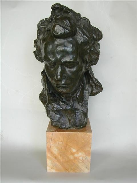 Bust Of Beethoven In Patinated Bronze, Signed By Alfredo Pina