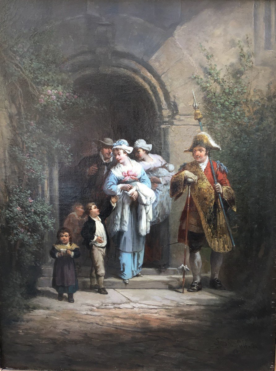 The Exit Of Baptism, Signed Léonard Saurfelt-photo-2