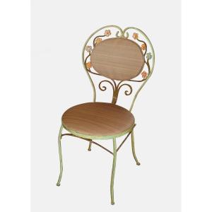 Suite Of 6 Painted Wrought Iron Chairs