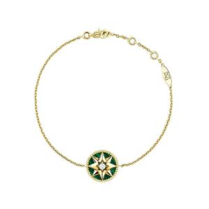 Bracelet Dior Rose Des Vents Malachite Diamant Or Jaune 18 Carats