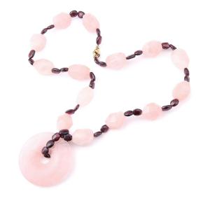 Rose Quartz Garnet Vintage Necklace