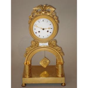 Gilt Bronze Arch Clock, Eagle. Directory Period. Enamel Locket