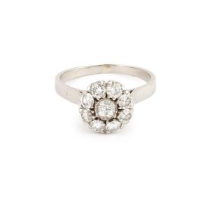 Bague Marguerite 1 Carat Diamants Or Gris 18 Carats