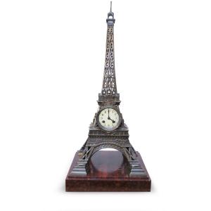 Metal Eiffel Tower Pendulum On Red Marble Base