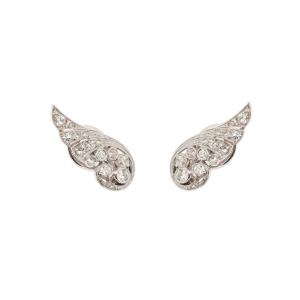 Boucles d'Oreilles Ailées Diamants Or Gris 18 Carats