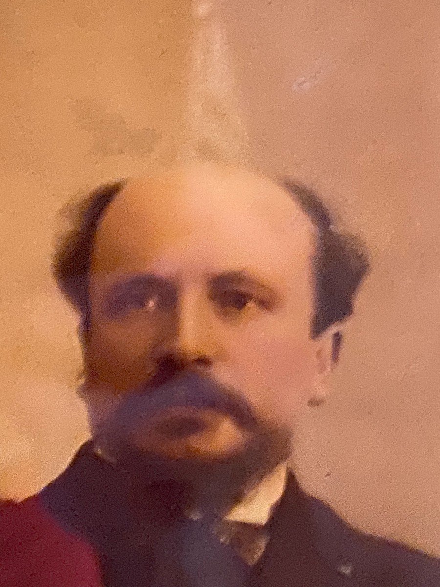 Crystoleum, "portrait Of A Man" Painted Photograph Fixed Under Glass C.1890-photo-3