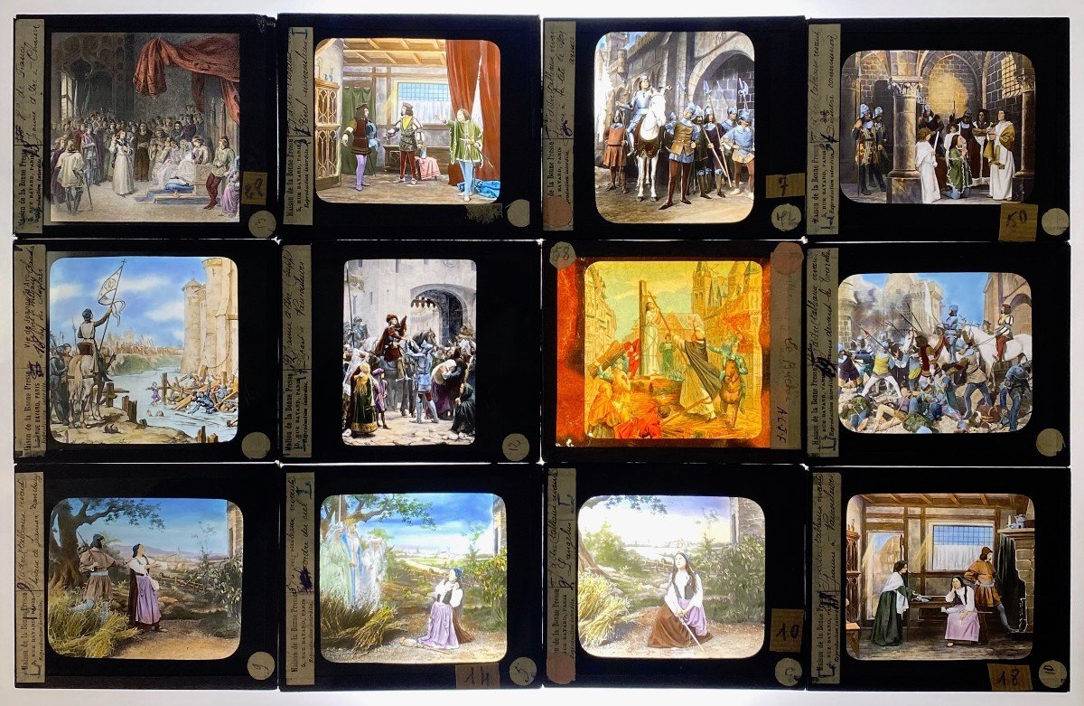 Collection 50 Painted Glass Plates "joan Of Arc" Bayard Maison De La Presse-photo-4