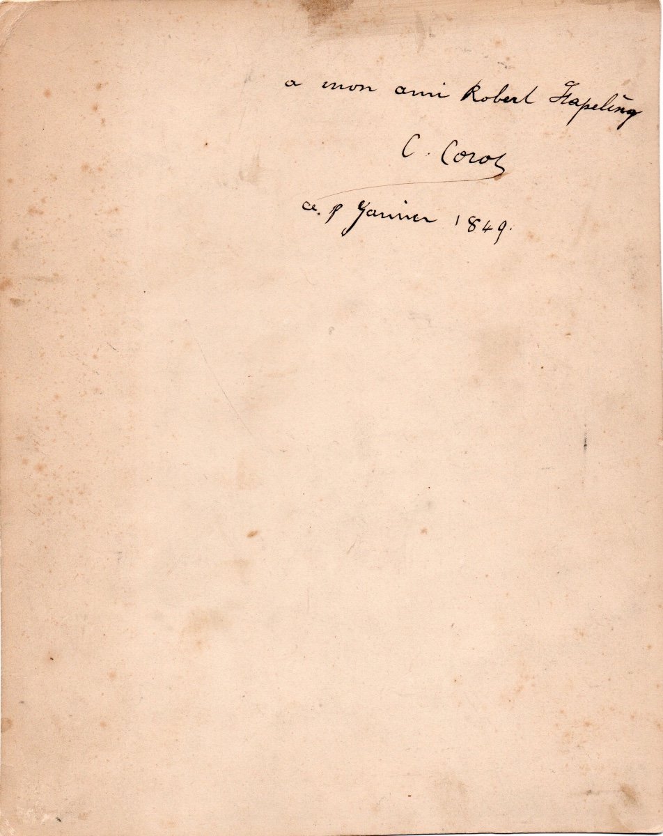 La Femme à La Perle De Corot, Tirage Albuminé d'époque Avec Envoi De Corot 1849-photo-2